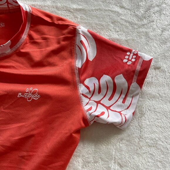 Burnside Women's Floral Short-Sleeve Swim Tee Size Medium Orange Stretch - Picture 5 of 8